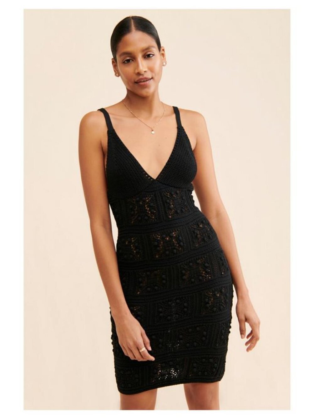 By Anthropologie Crochet Mini Dress Beach Pool Cover Up Minimalist White Lotus